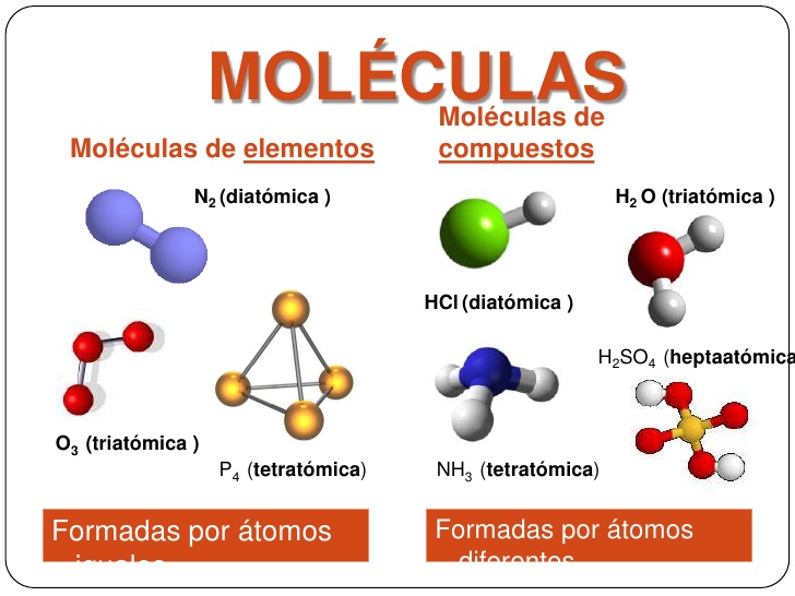 Moléculas de elementos y compuestos