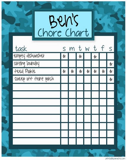 Free Printable Chore Charts For 10 Year Olds