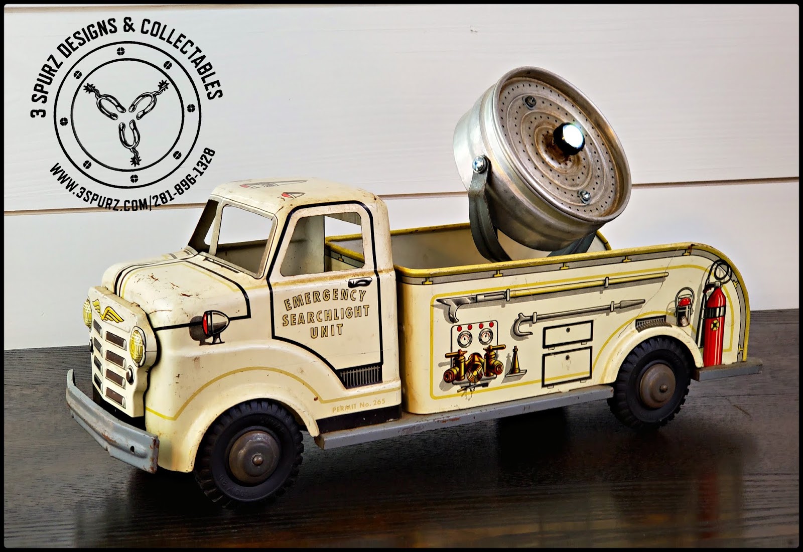 3 Spurz DandC Repurposed /Refurbished Creations!! Vintage toy truck lamps