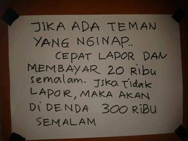 Peraturan Kos Ini Bakal Membuat Kamu Tertawa Peraturan Kos Ini Bakal Membuat Kamu Tertawa