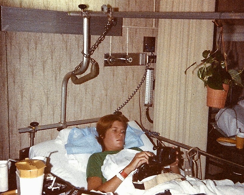 hospital hair In traction, May, 1982