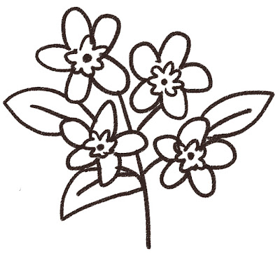 忘れな草のイラスト（花） モノクロ線画