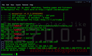 Cara Menyisipkan Backdoor kedalam File APK meterpreter sessions opened