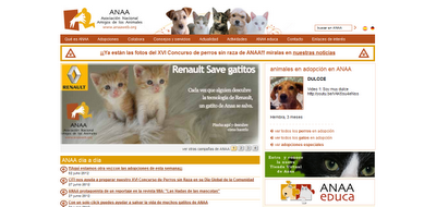 Portada web de ANAA protectora de animales