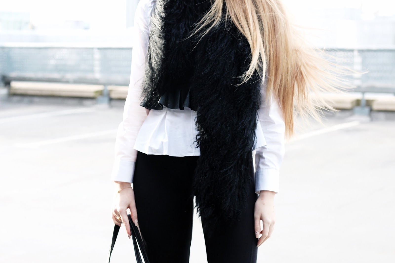 Jaeger Scarf Jaeger Black Mongolian Fur Scarf