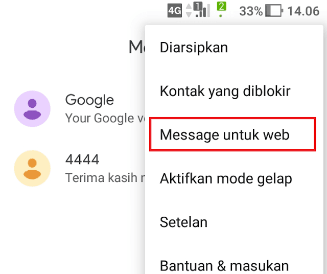 Aktifkan message untuk web Cara Mengirim SMS Dari PC Menggunakan Android Messages