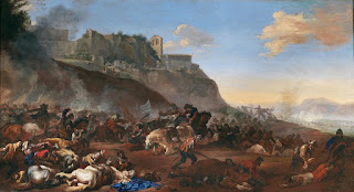 Cerquozzi's painting Scena di battaglia is typical of the works  that earned him the nickname Michelangelo delle Battaglie