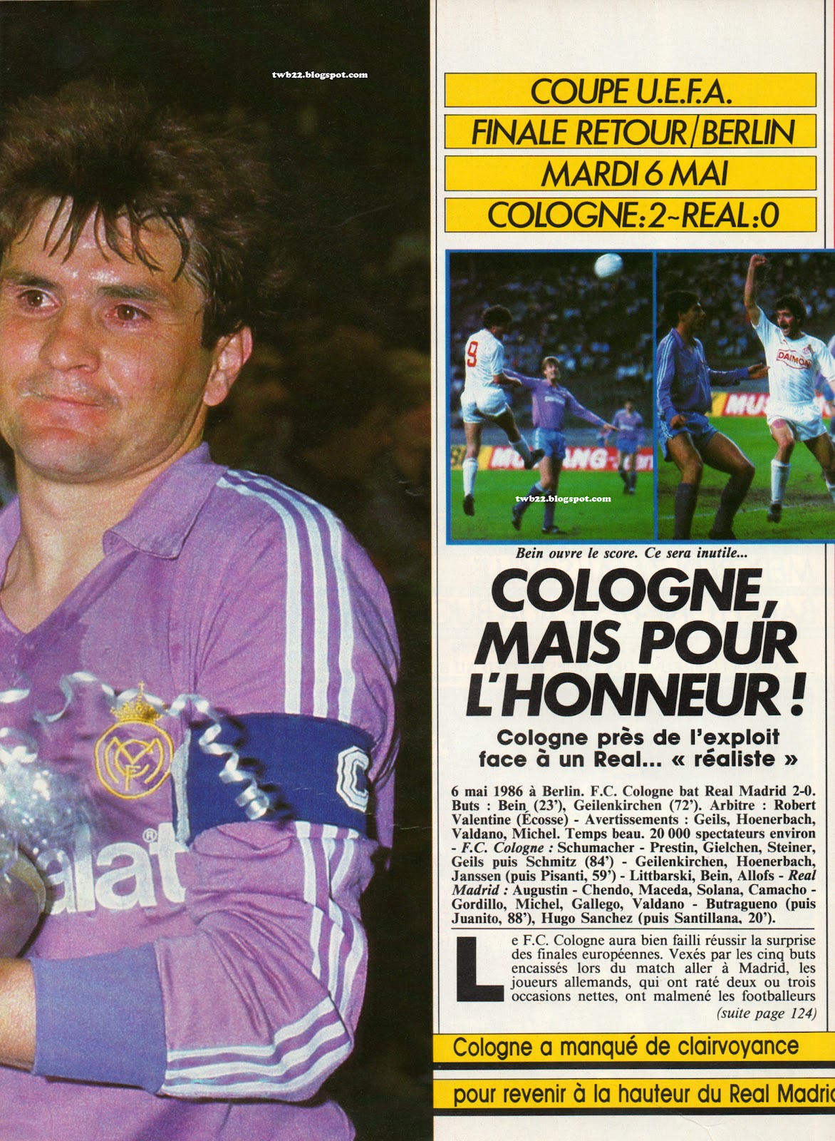 TWB22 TO UPDATE Uefa Cup 1985 1986 Final Real Madrid Fc Köln Both Legs