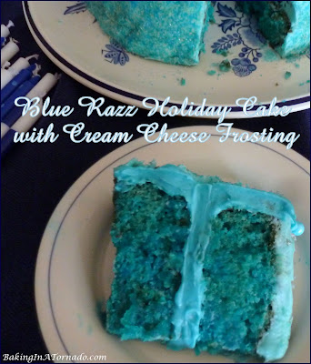 Blue Razz Holiday Cake with Cream Cheese Frosting, a beautiful cake for any occasion | Recipe developed by www.BakingInATornado.com | #recipe #cake