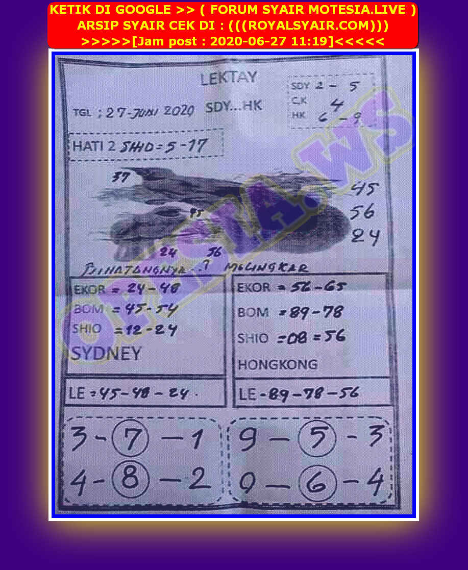 1 New Message Kode Syair Sydney 27 Juni 2020 Forum Syair Togel Hongkong Singapura Sydney
