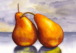 watercolor pears painting writing elsbeth mcleod sculpture