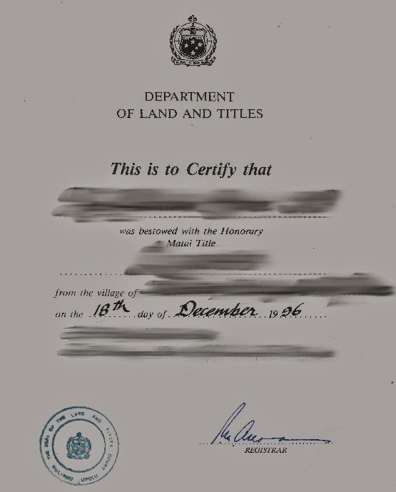 Malae o Letalu Honorary Matai Titles