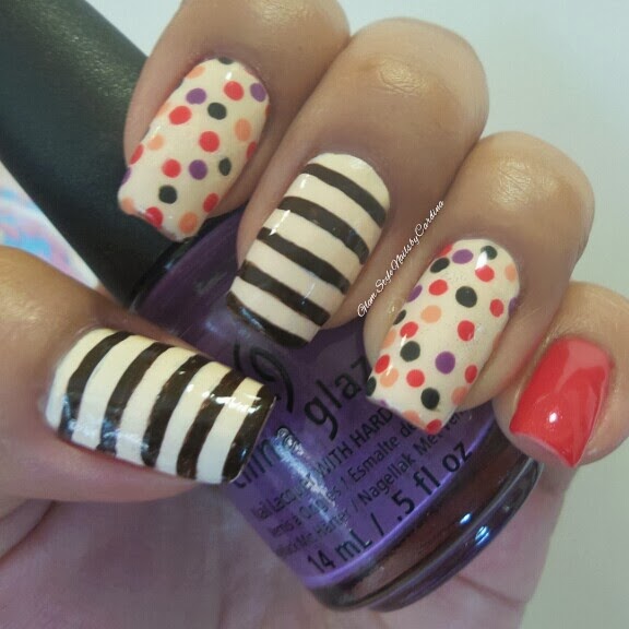 Glam Style Nails by Carolina: CREAMY STRIPES & DOTS MANI INSPIRED IN A SHOE
