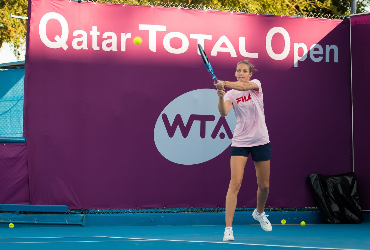 Karolina Pliskova Clicked While Practices at the 2019 Qatar Total Open
