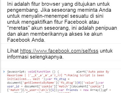 Memasang Kode Auto Colek di Console Facebook Memasang Kode Auto Colek di Console Facebook