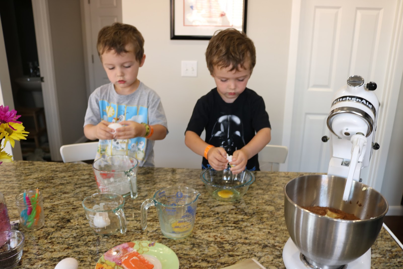 Baking with twin 4-year olds