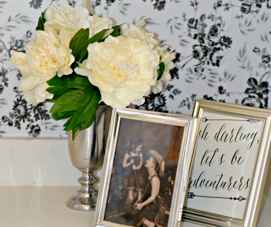 Contact Paper Used as Wallpaper for a Sewing Closet Reveal