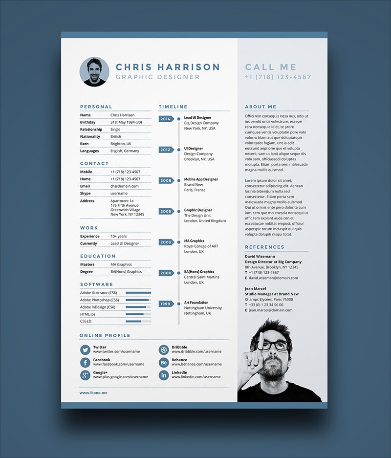 Free Resume Template in Ai, INDD & PSD Template Resume CV 2018 - Free Resume Template in Ai, INDD & PSD