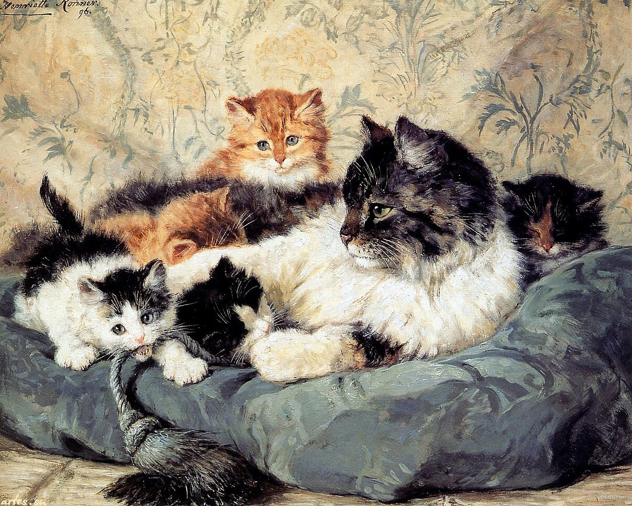 Кошка с котятами детский сад. Кошки Генриетты Роннер-Книп.