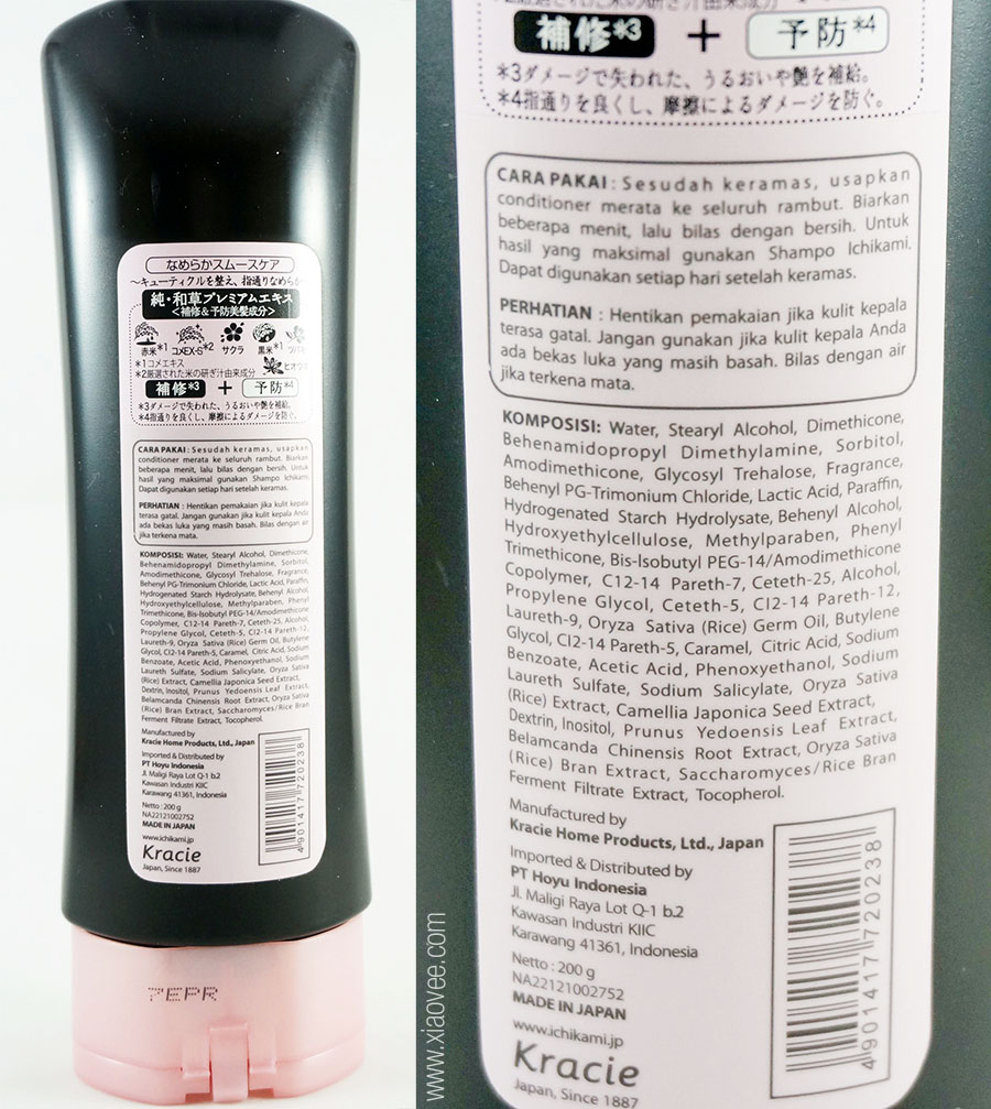 Kracie Ichikami Conditioner Review, Kracie Ichikami to repair and prevent damaged hair, Ichikami Conditioner ingredients list