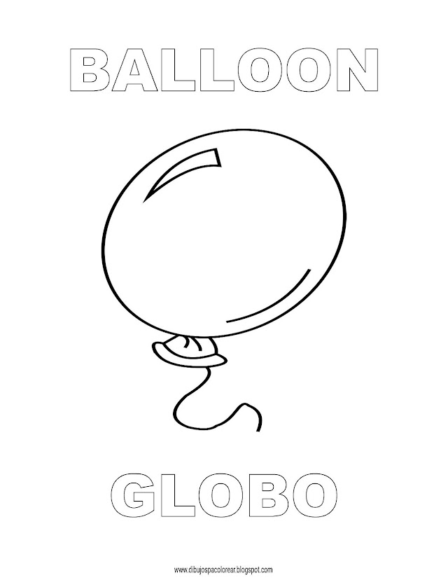 Dibujos Inglés - Español con G: Globo - Balloon