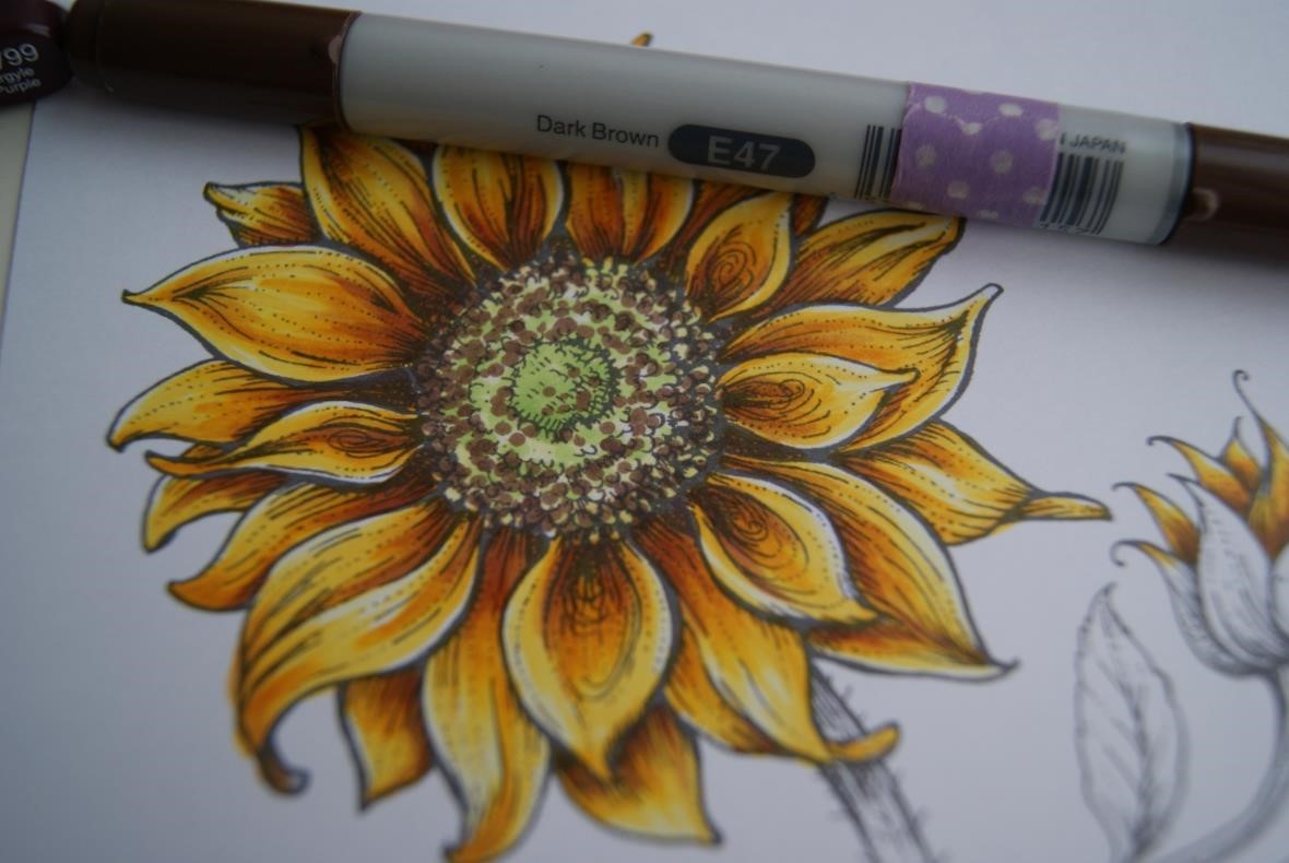 Copic Marker Europe: Sunflower Tutorial