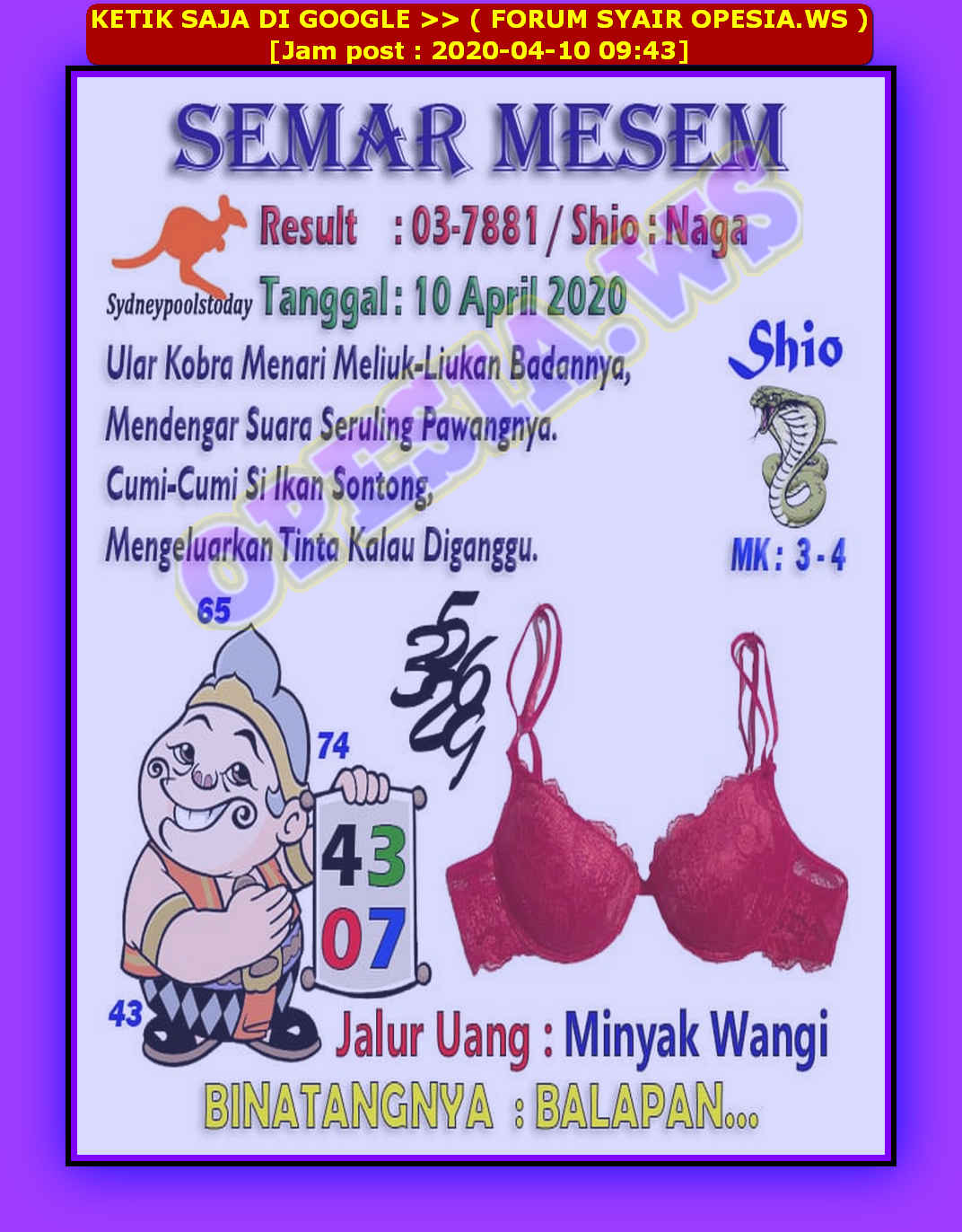 Kode syair sdy 10 april 2021