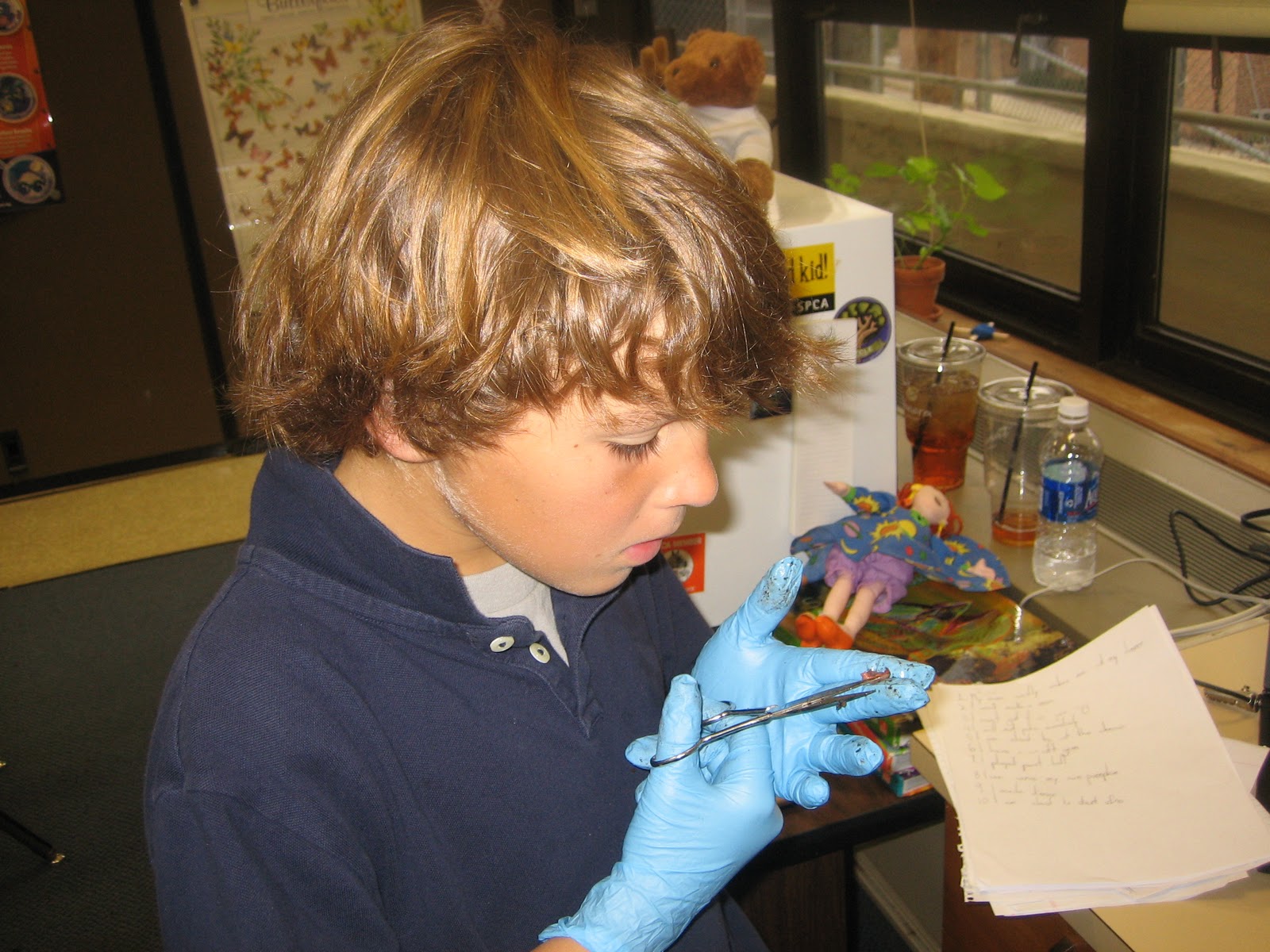 Lower School Science worm dissection