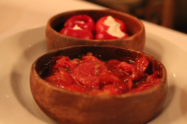 Ricotta-stuffed Peppadews and roasted tomatoes at Ballo at Mohegan Sun