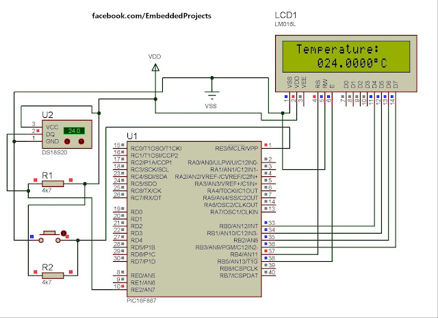 PIC 16F887 Based Digital Thermometer | Arrogance Gizmo circuit diagram of 89c51 