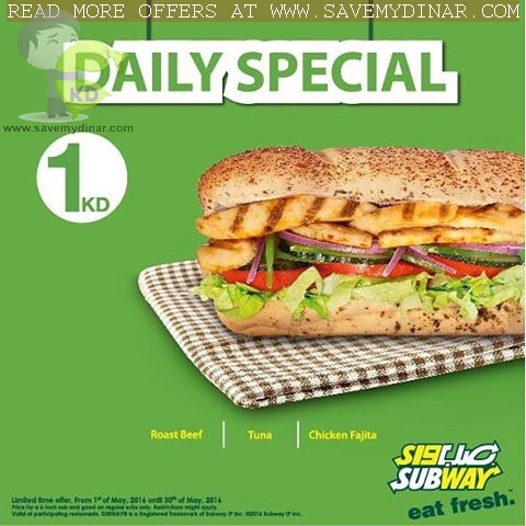 Subway Kuwait - Daily Special 1 KD