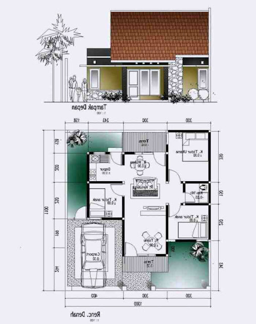 Model rumah type 60 dengan 3 kamar tidur Denah rumah type 60 dengan 3 kamar tidur