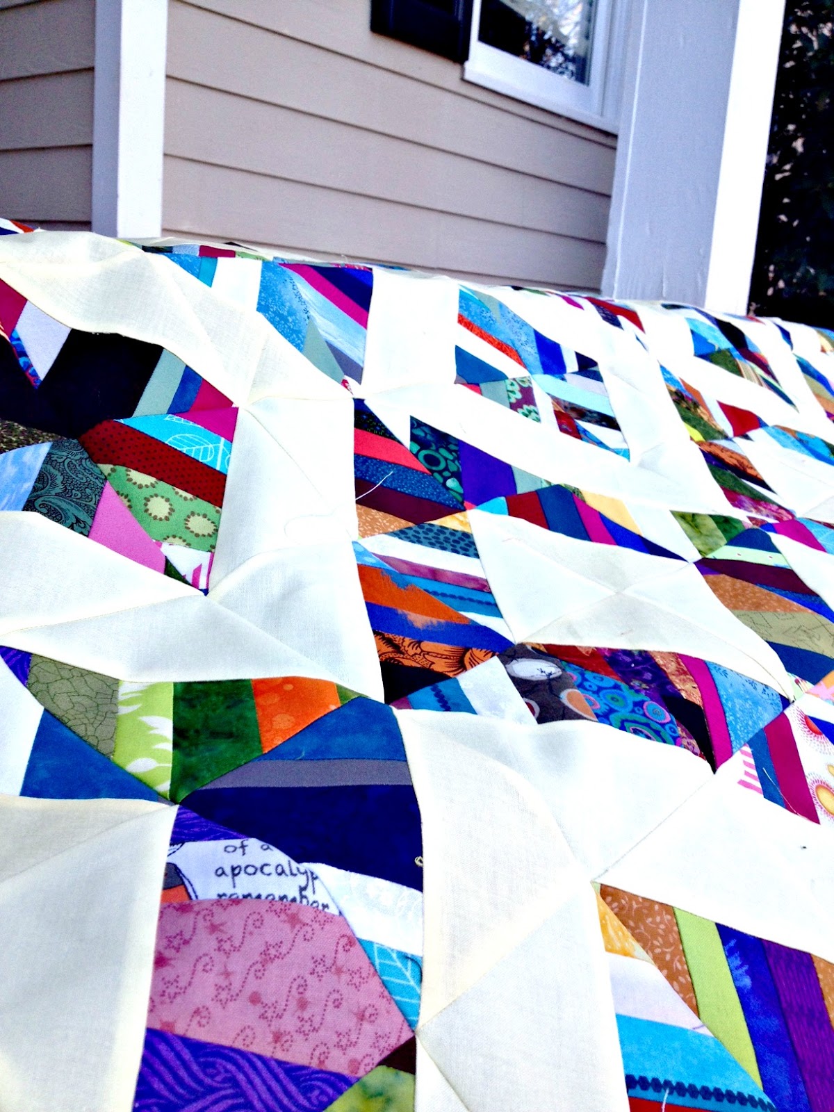 Studio Dragonfly Yellow Scrappy Strip Quilt Top Finish