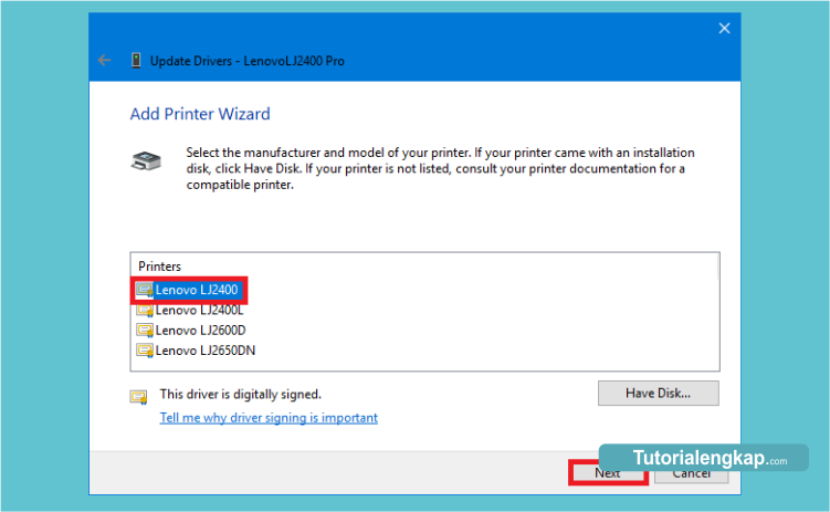tutorial cara memilih driver printer sesuai dengan type printer yang digunakan