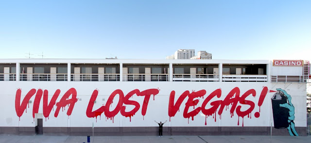 "Viva Lost Vegas!" New Street Art Mural By British Stencil Artist DFace in Las Vegas, Nevada. 2