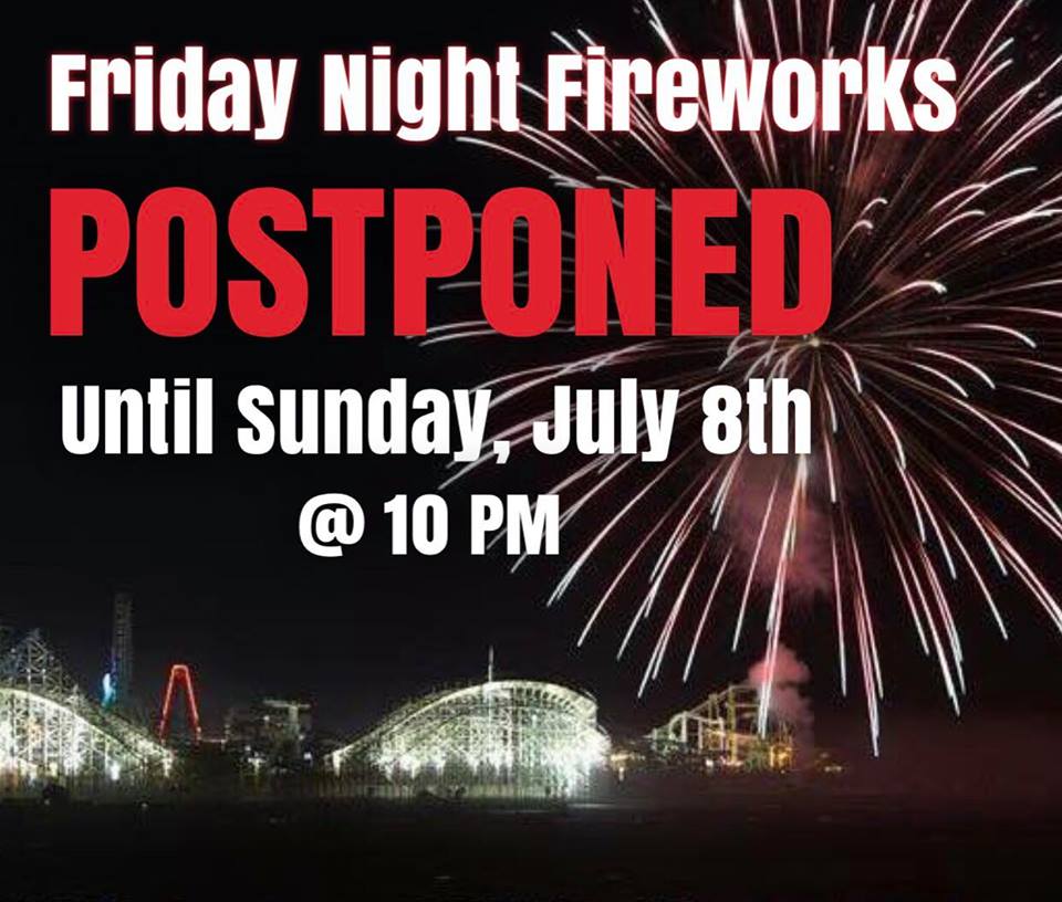 Wildwood 365 Friday Night Fireworks POSTPONED until Sunday, July 8th