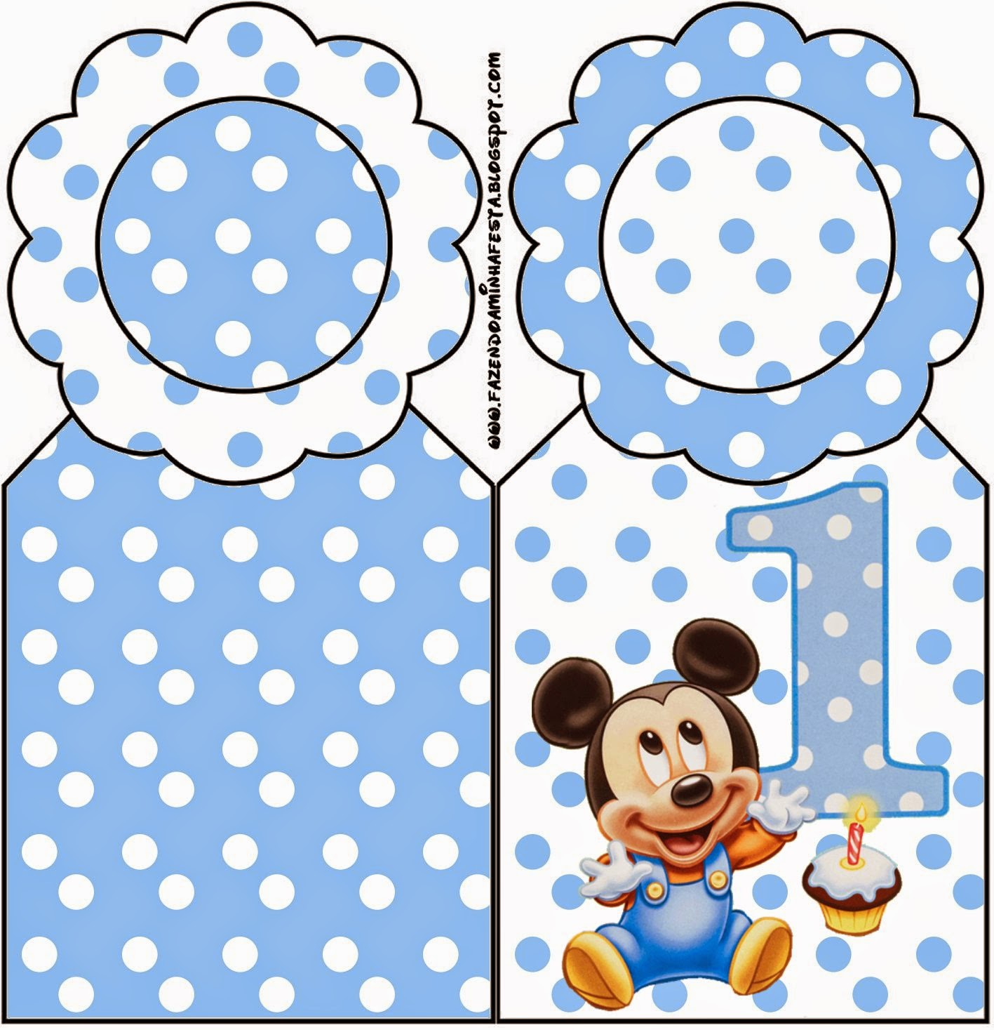 Mickey Primer Año con Lunares: Imprimibles Gratis para Fiestas. Para marcapáginas de Mickey Primer Año con Lunares.