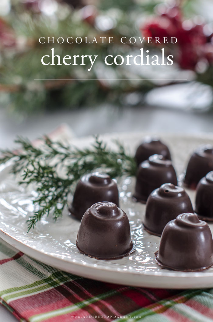 Learn how to easily make delicious chocolate covered cherry cordials for Christmas.  Plus find more recipes for Christmas treats.  |  www.andersonandgrant.com