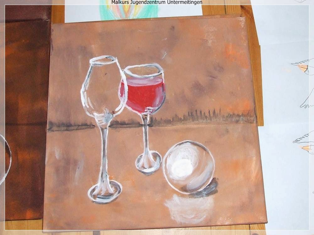 Malkurs Jugendzentrum Untermeitingen: Glas malen mit Acrylfarben und