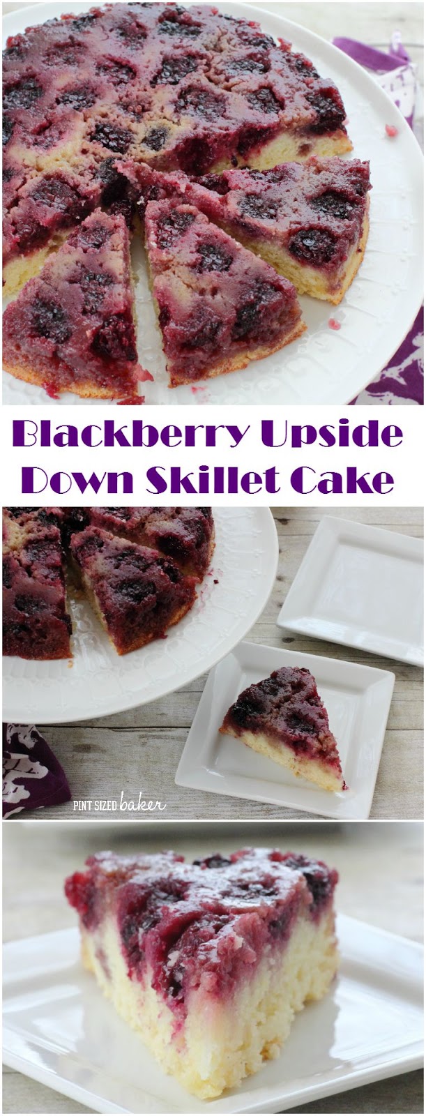 This cake is sweetened with Almond Extract and studded with fresh Blackberries. Everyone will love this easy Blackberry Upside down Skillet Cake for dessert tonight!