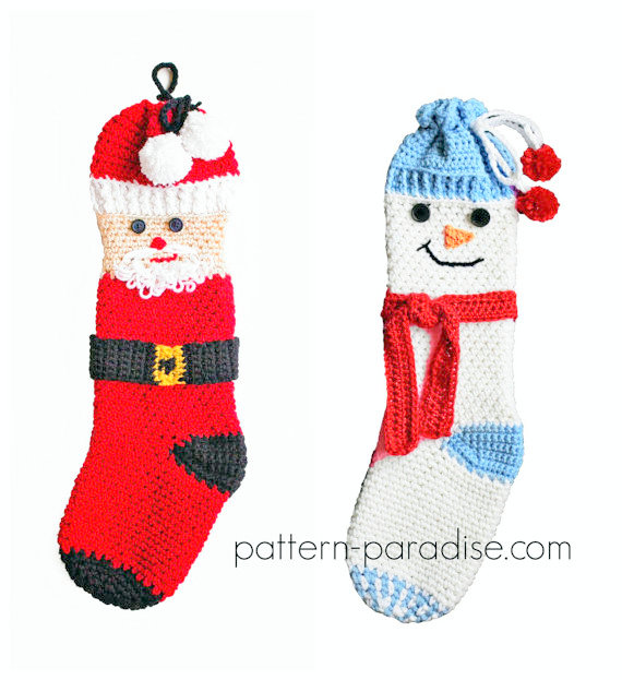 snowman christmas stocking Crochet pattern
