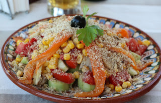 Some salad with ground walnut on it; very nice Some salad with ground walnut on it; very nice