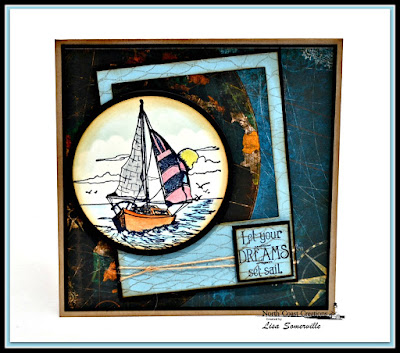 North Coast Creations Stamp sets: Sail Away, Our Daily Bread Designs Stamp sets: Fishing Net Background, ODBD Custom Dies: Layered Lacey Squares, Matting Circles, Circle Ornaments