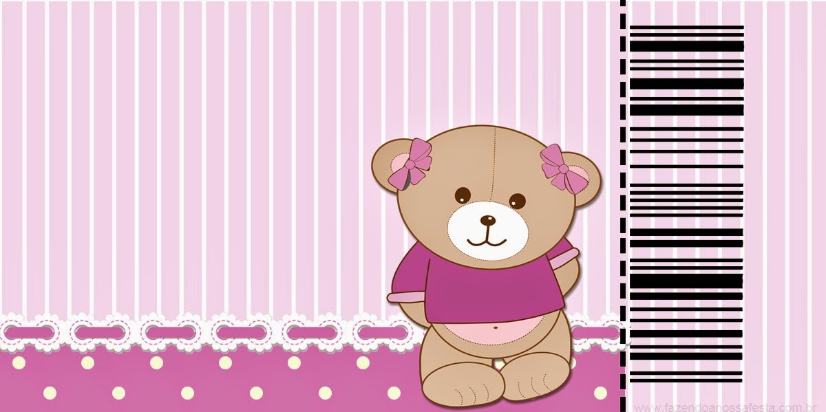 Cute Girl Bear in Lilac Ticket  Invitation.