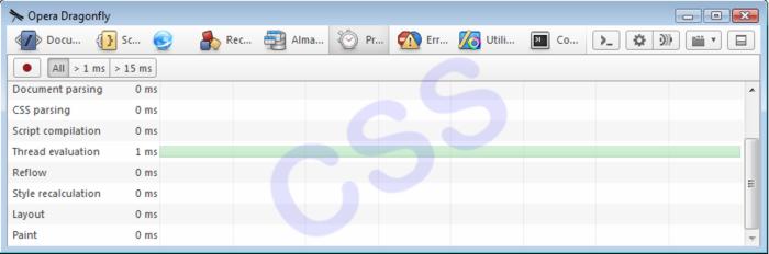 CSS: reflow y repaint en opera dragonfly