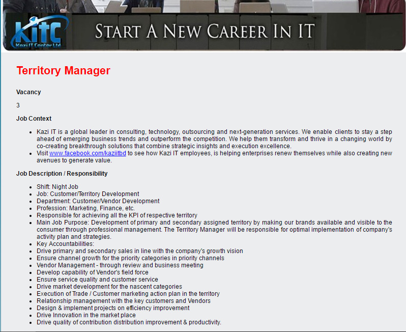 territory manager job description