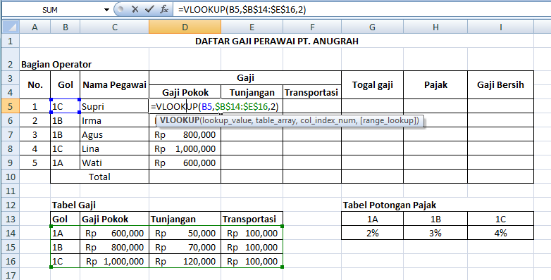 Rumus Gaji Pokok Di Excel