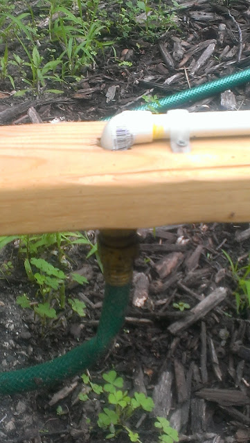 Garden hose screws in on the back of the outdoor shower for a cleaner look. Garden hose screws in on the back of the outdoor shower for a cleaner look.