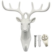Cabeza de ciervo Evilandat, cornamenta para colgar en la pared, perchero con forma de animal, regalo decorativo., blanco