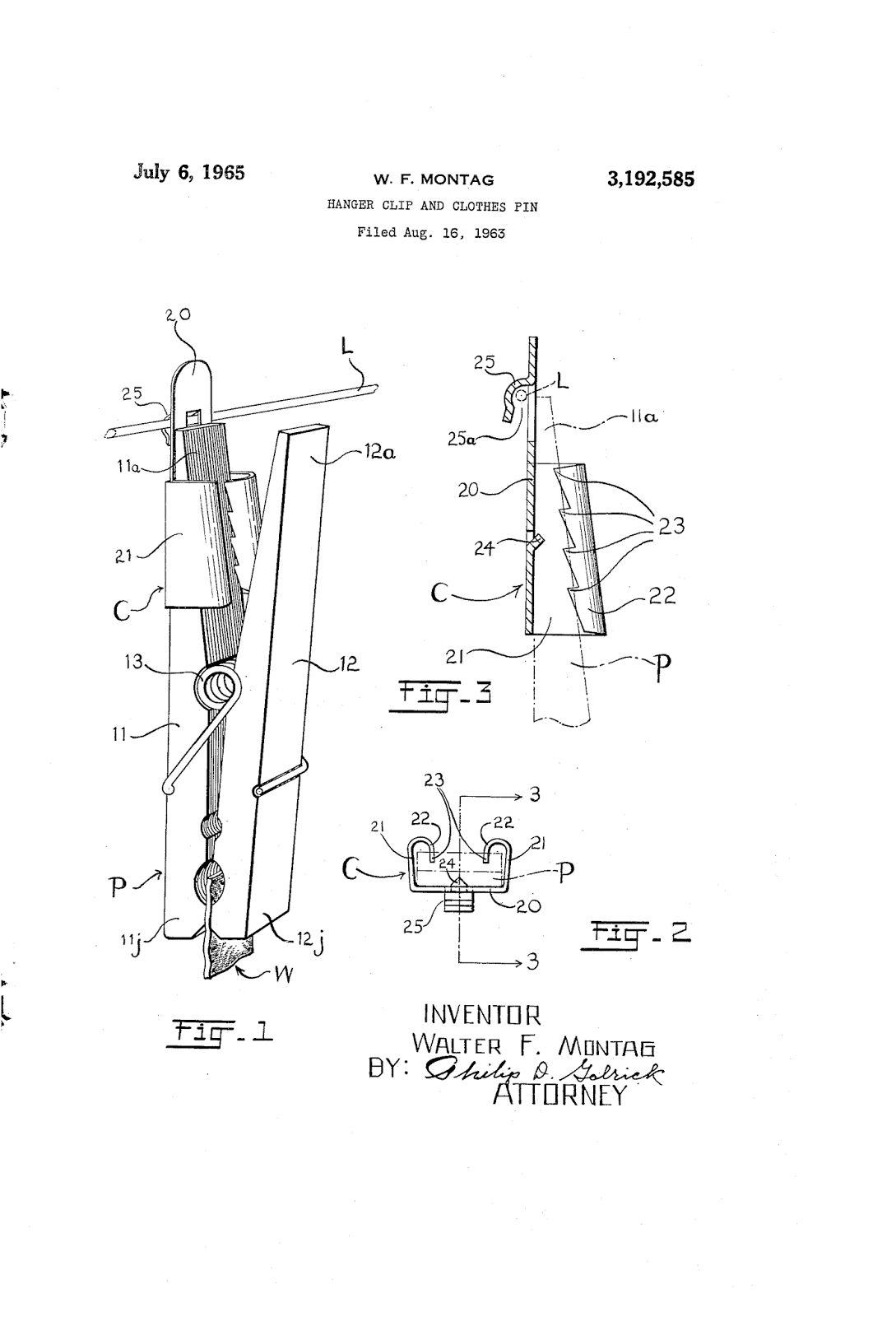 Vintage Clothespins Patent Drawings